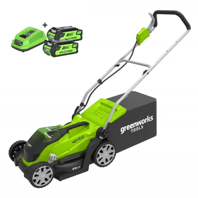 Greenworks Accu Grasmaaier 35cm 40V Met 2x 2.0Ah Accu En Lader 1 Greenworks Accu Grasmaaier 35cm 40V Met 2x 2.0Ah Accu En Lader